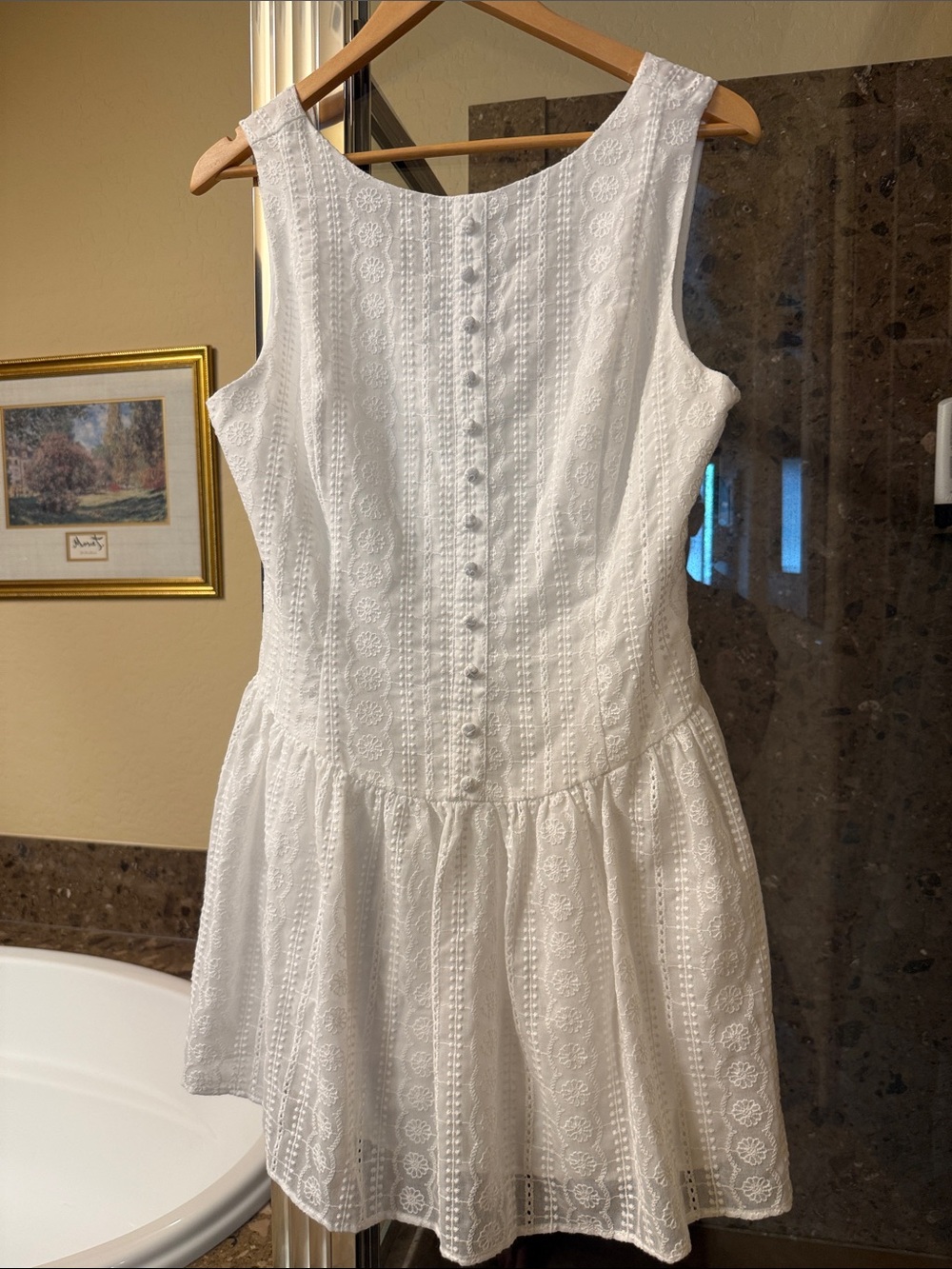 Women's White Sleeveless Eyelet Midi Dress - Timeless Summer Style